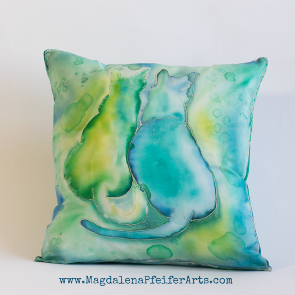 002 Jedwabna poduszka Morskie Koty / Silk Cushion Sea Cats