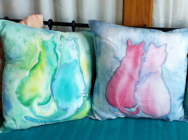 002 Jedwabna poduszka Morskie Koty / Silk Cushion Sea Cats - obrazek 4