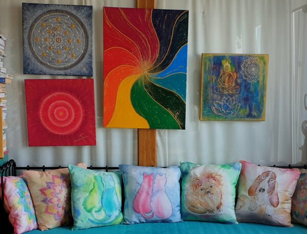 002 Jedwabna poduszka Morskie Koty / Silk Cushion Sea Cats - obrazek 5