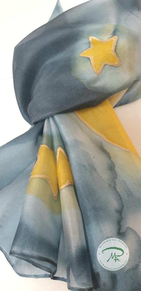 Szal jedwabny Kot Na Księżycu/ Silk shawl Cat At The Moon - obrazek 9