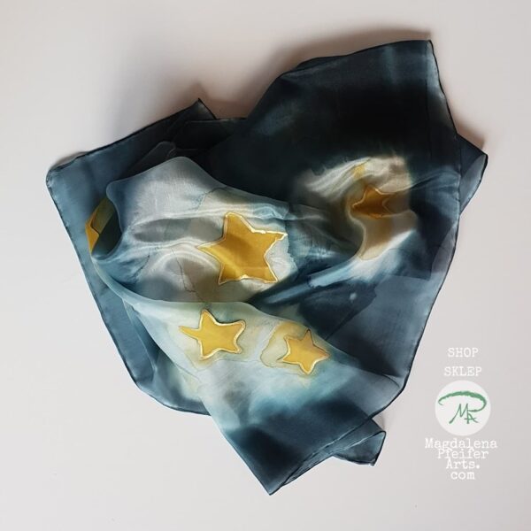 Szal jedwabny Kot Na Księżycu/ Silk shawl Cat At The Moon - obrazek 3