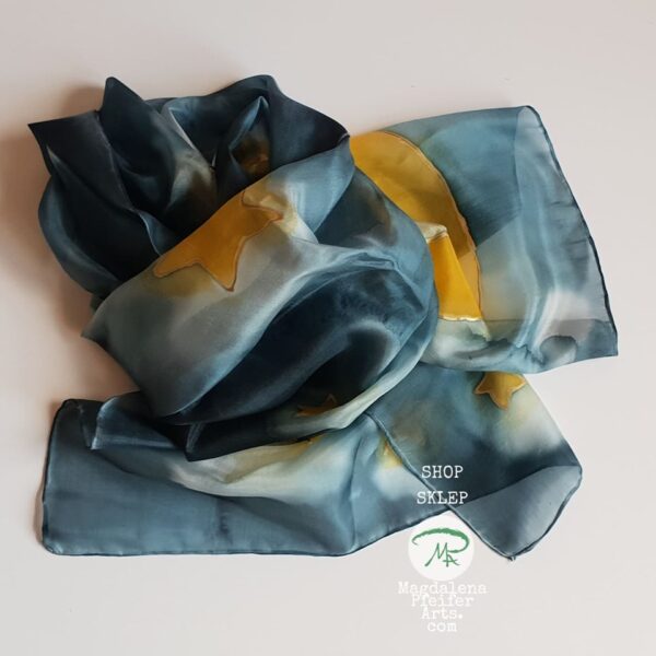Szal jedwabny Kot Na Księżycu/ Silk shawl Cat At The Moon - obrazek 6