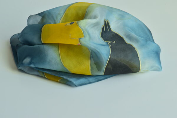 Szal jedwabny Kot Na Księżycu/ Silk shawl Cat At The Moon - obrazek 16