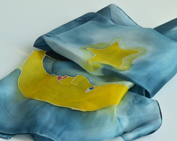 Szal jedwabny Kot Na Księżycu/ Silk shawl Cat At The Moon - obrazek 17